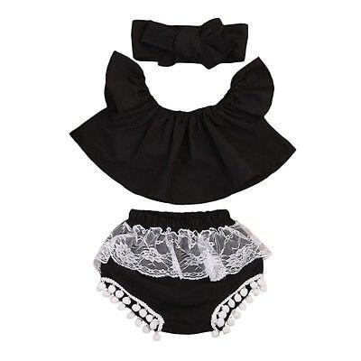 

Infant Baby Girl Clothes Set Off Shoulder Top T-ShirtShorts Pants 3PCS Outfits