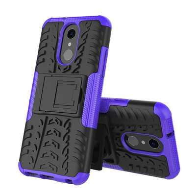 

Fivice LG Q7 Case TPU anti-fall tire pattern back clip bracket phone case