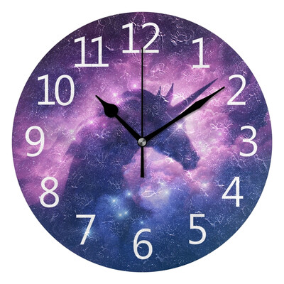 

Wall Clock Unicorn Nebula Background Round Wall Clock Arabic Numerals Design