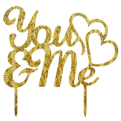 

UpperX New Wedding Cake Topper Insert Card Acrylic Cake Decoration you me Gold