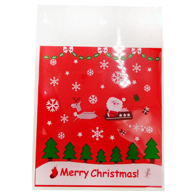 

UpperX 100pcs Candy bags Bag Cute Santa Claus pattern bag Bag pouch for candy biscuit chocolate sweets Gift bags for candy bar