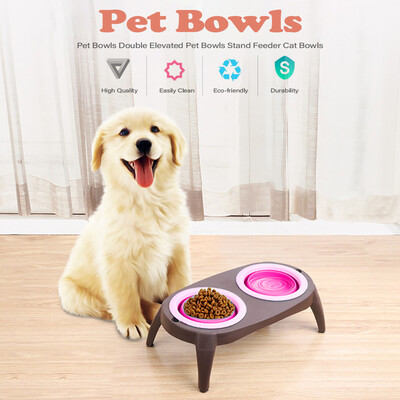 

Pet Bowls Double Elevated Pet Bowls Water Bowls Stand Feeder Cat Bowls Cat Food Bowls Food Feeder