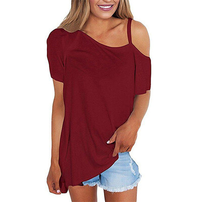 

Solid Half Open Shoulder T-shirt