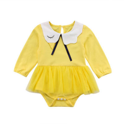 

AU Kids Newborn Baby Girls Swan Collar Romper Bodysuit Jumpsuit Outfits Clothes