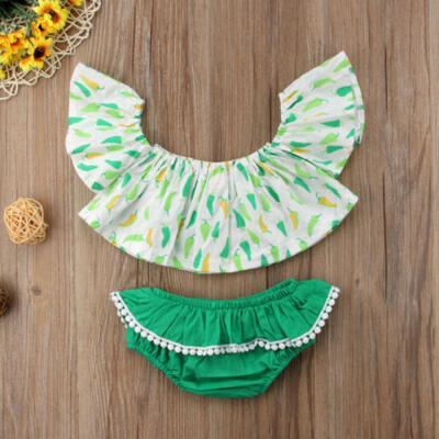 

Newborn Kids Baby Girl Lotus Collar TopsTassel Shorts Pants Casual 2Pcs Clothes