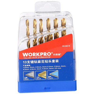 

WORKPRO W13040207M 15 Straight Shank Titanium Twist Drills Multi-function Drill Bit Woodworking Cement Concrete Drilling Concrete Drill Mixing Set