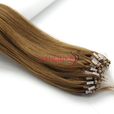 

Micro Ring Beads Easy Loop Tip Womens Human Hair Extensions Straight 100s 14-26" 12 Light Brown