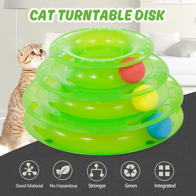 

3 Layers Cat Track Tower Track Toy Interactive Trilaminar Turntable Crazy Ball Disk Toy for Kitten Pet