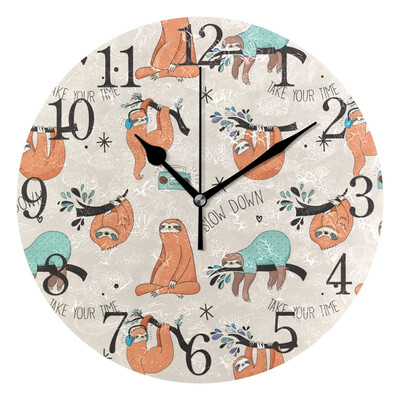 

Wall Clock Radio Sloth Round Wall Clock Arabic Numerals Design