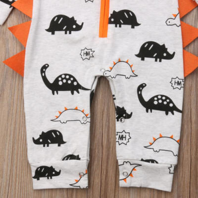 

AU Newborn Baby Boy Girl Dinosaur Hooded Romper Jumpsuit Autumn Outfits Clothes