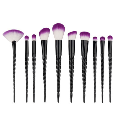 

King Love Star 10PcsSet Unicorn Makeup Brushes Rainbow Hair Make Up Brush Cosmetics Foundation Blending Powder Brushes