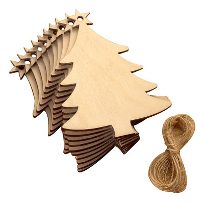 

UpperX 10pcs Christmas tree stars wood chips home ornaments small pendant