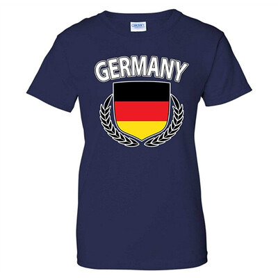 

Germany Flag Creat Olive Wreath Laurel German Pride Womens T-Shirt