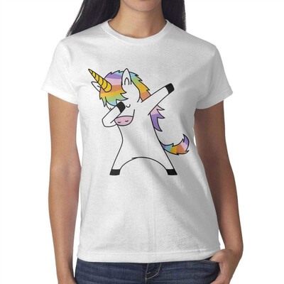 

Cool Unicorn Riding Dinosaur T-Rex Girls White T-Shirt Cotton Interesting T-Shirts