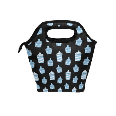 

Lunch Tote Bag Blue Bottle Travel Picnic Insulated Lunch Handbags Portable Zipper Lunch Bag Box