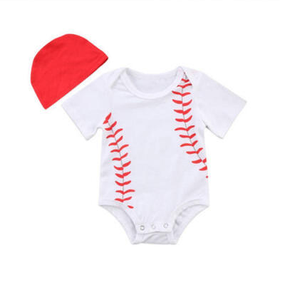 

New Newborn Baby Boy Girl Baseball Romper Jumpsuit Bodysuit Clothes Outfit 0-24M