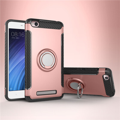 

Fivice Xiaomi Redmi 4A case PC metal ring shell magnetic car bracket TPU phone case