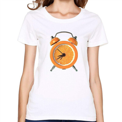 

Henggh Orange Clockwork Graphic Women T Shirts Short Sleeve