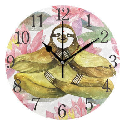 

Wall Clock Cute Funny Sloth Round Wall Clock Arabic Numerals Design