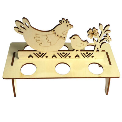 

UpperX Wooden Creative Easter Egg Shelves Egg Stand Carry Hold Eggs Rack Hen Happy Easter Pattern Easter DIY Decorchicken
