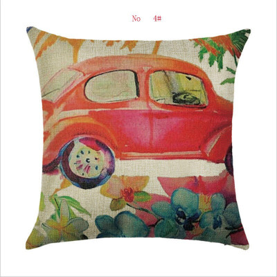 

45cm45cm A retro bus linencotton throw pillow covers couch cushion cover home decorative pillows