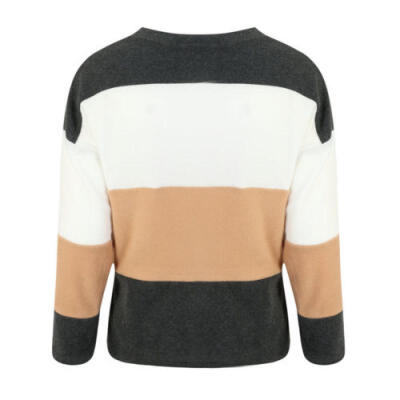 

US Womens Casual Patchwork Sweaters Tops Jumper Ladies Winter Coat Pullover Tops