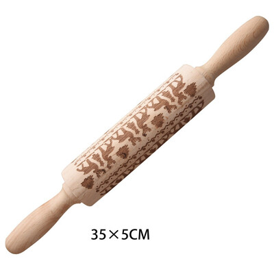 

Wooden Rolling Pins Pastry Board Christmas Cookies Tree Elk Printing Rolling Pins for Xmas Party Baking Tools Waffles Pizza Cookie
