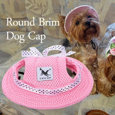 

Round Brim Dog Cap Pet Hat Canvas Sun Cap with Ear Holes for Small Dogs Puppy