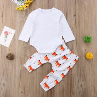 

AU Stock Newborn Baby Girl Boy Autumn Clothes Fox Romper TopsPants Outfits Set