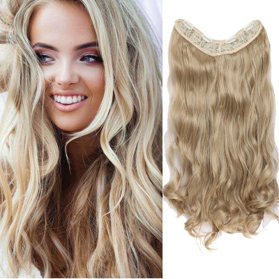 

24" Inch Long Curly Hair U Part One Piece Clip In Hair Extension Synthetic Heat Resistant Hairpiece