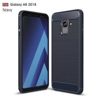 

Fivice Samsung Galaxy A8 2018 case Luxury brushed carbon fiber TPU soft shell