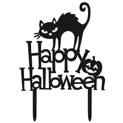 

UpperX Halloween Black Cat Pumpkin English Letter Cake Set Exquisite Cake Decoration Halloween Party Birthday Cake Insert