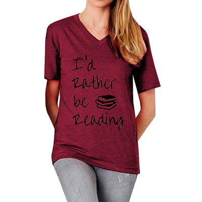 

V-neck Letter Printing T-shirt