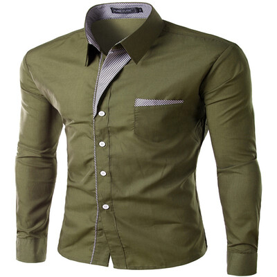 

New Arrivals Europe Size Men Shirts Slim Fit Solid Long Sleeve British Style Cotton Mens Shirt