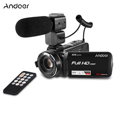 

Andoer HDV-Z82 1080P Full HD 24MP Digital Video Camera Camcorder with 039X Wide Angle Macro Lens 3" LCD Touchscreen Remote Cont