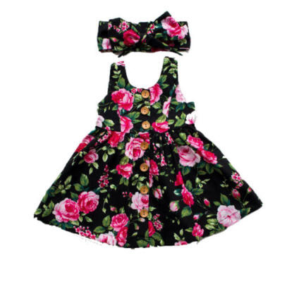 

Toddler Infant Kids Baby Girls Summer Floral Dress Princess Party Dresses 0-4Y