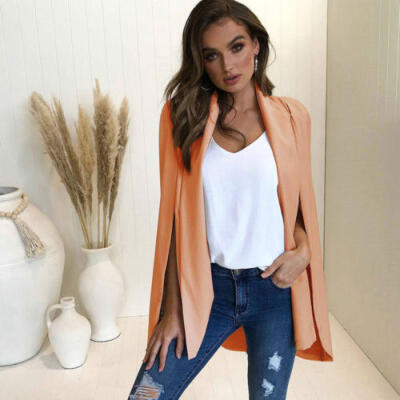 

Women Lady Long Sleeve Lapel Split Coat Pockets Blazer Cape Office Suit 2 Colors