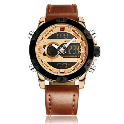 

NAVIFORCE Man Fashion Casual Sports Military Wristwatch Dual Time Analog-Digital Display Watch 3ATM Water Resistant Good Quality G