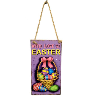 

UpperX Wooden Easter Hanging Board Festival Wall Door Decor Sign Hanger Easter eggs Easter Decorations For Home