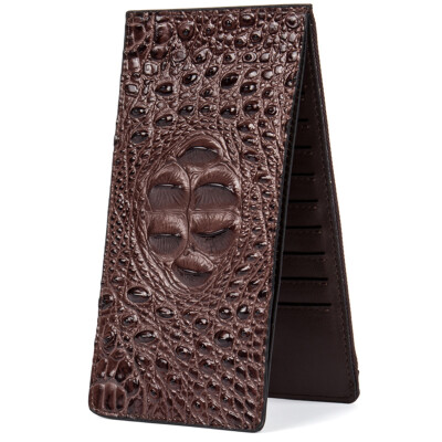 

DANJUE (DANJUE) leather thin men's fashion crocodile pattern embossed multi-card long section card package 17033 brown