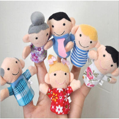 

6 PCS Baby Kids Plush Cloth Play Game Learn Story Family Finger Puppets Toys Set