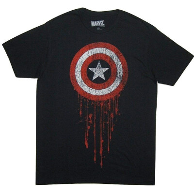 

Captain America Mens Bleeding Shield T-Shirt Navy Large Tee