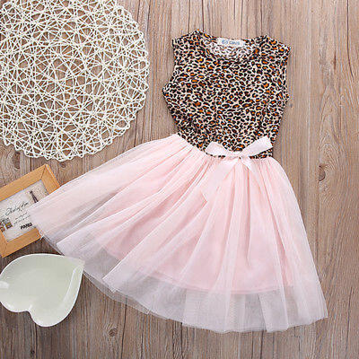 

Princesse Robe Bébé Filles Nœud Léopard Soirée Habillé Été De Soleil