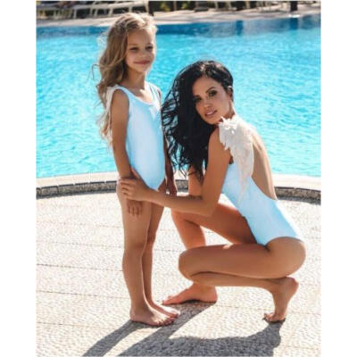 

AU Family Matching Mum Baby Girls Womens Pure Color Swimwear Swimsuit Bikini Set