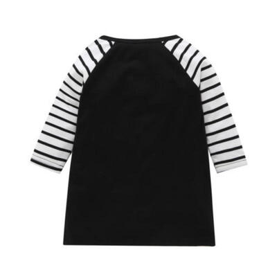 

UK Cotton Kids Baby Girls Dress Unicorn Striped Dress Long Sleeve Party Dresses