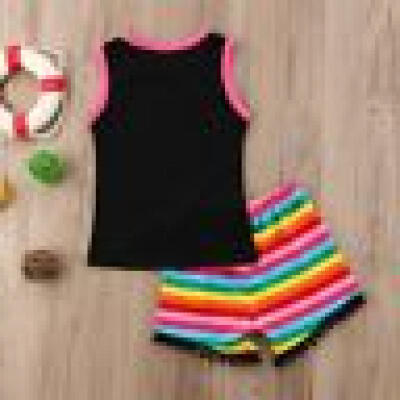 

Infant Toddler Kid Girl Clothes Baby Sleeveless Tank T-ShirtShorts Pants Outfit