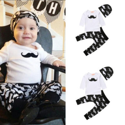 

3Pcs Newborn Baby Boy Cotton Top Romper Pants Leggings Hat Outfit Clothes