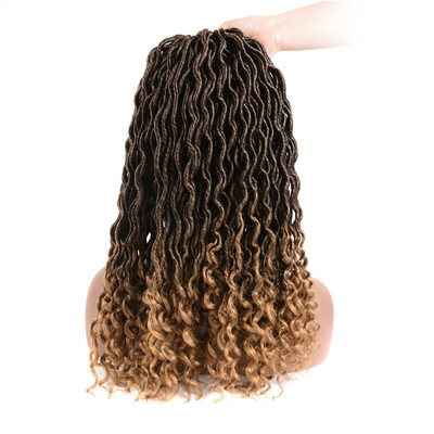 

6PacksLot 20inch Goddess Faux Locs Curly Faux Locs Crochet Hair Wavy Faux Locs with Curly Ends Synthetic Braiding Hair Extension