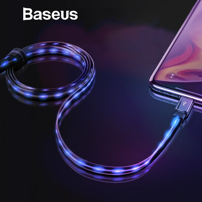 

Baseus LED 24A USB Cable for iphone XS XR XS Max 8 7 6 5 Qi Charging&Data Transfer Full line flash light Cable
