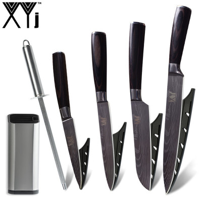 

XYj 7cr17 Stainless Steel Kitchen Knife Color Wood Handle Cooking Knife 8 inch Knife Holder And Sharpener Bar